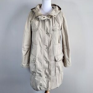 Gap Utility Parka Jacket Womens Small Tan Beige Hooded Cotton Field Coat